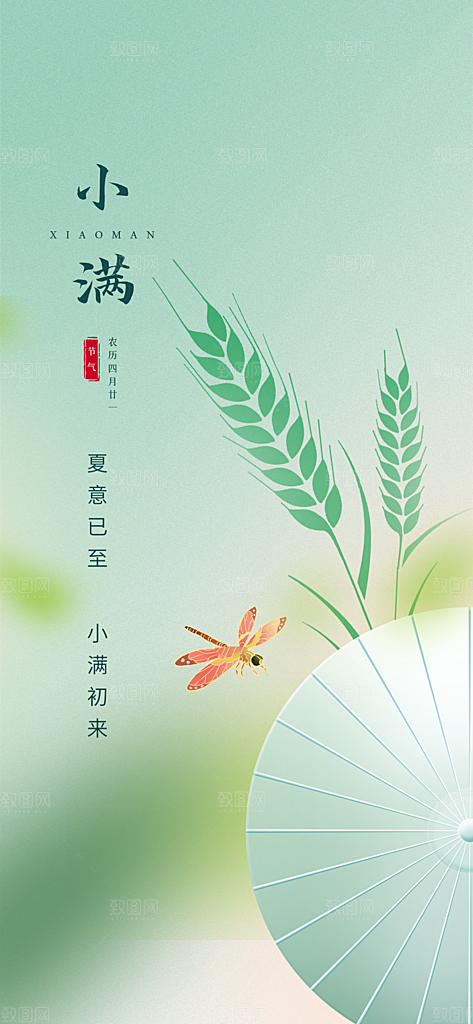 中国传统节气小满手机海报