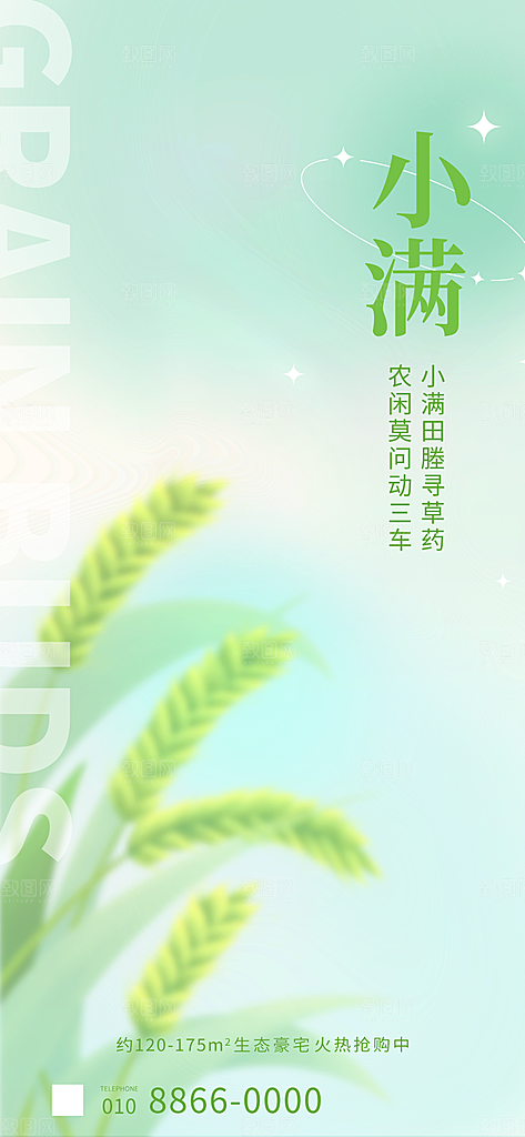 中国传统节气小满手机海报