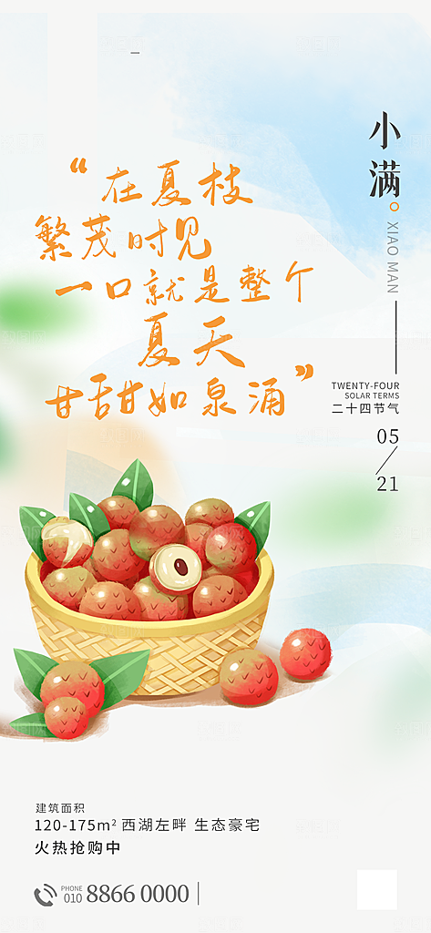 中国传统节气小满手机海报