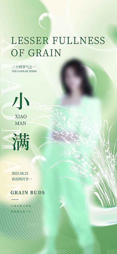 中国传统节气小满手机海报