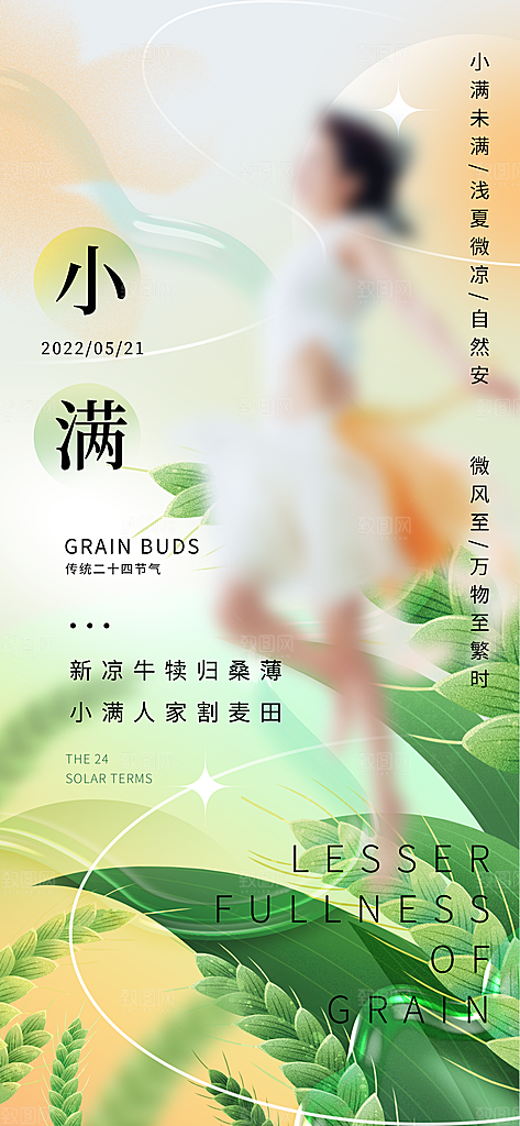 中国传统节气小满手机海报