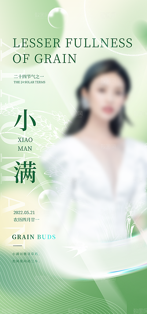 中国传统节气小满手机海报