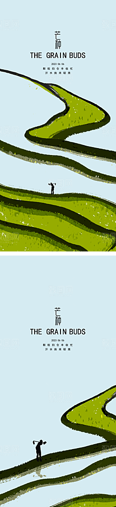 中国传统节气芒种手机海报