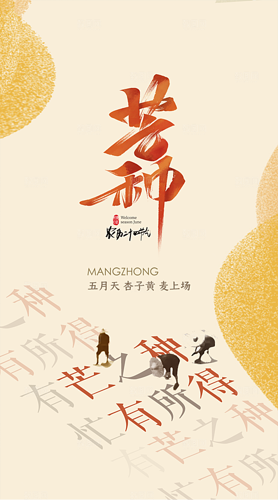 中国传统节气芒种手机海报