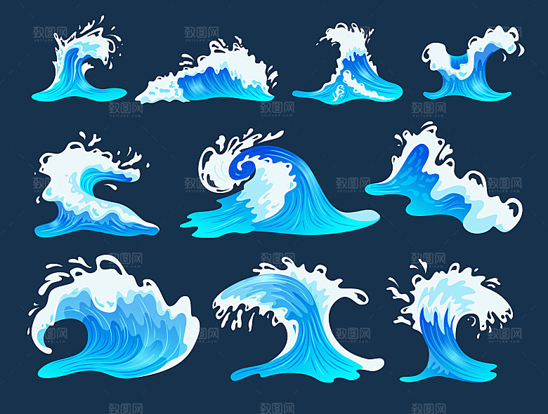 大海海浪矢量元素