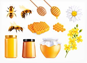 蜂蜜蜜蜂蜂巢桂花矢量元素