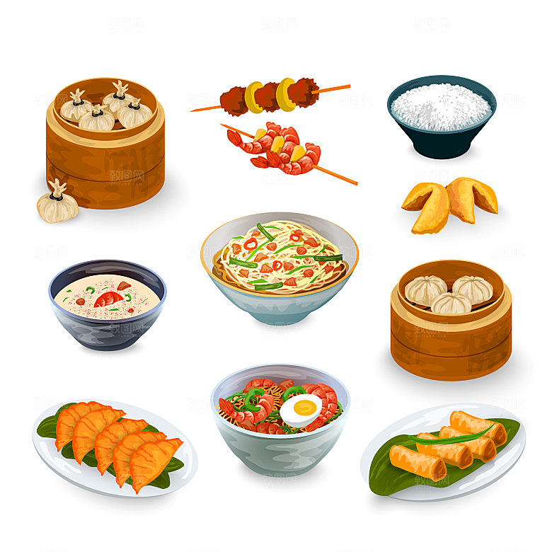 中式美食矢量元素