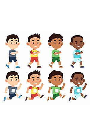 跑步运动员卡通人物元素