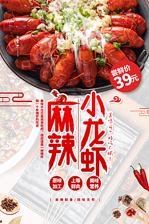 麻辣小龙虾美食促销宣传海报