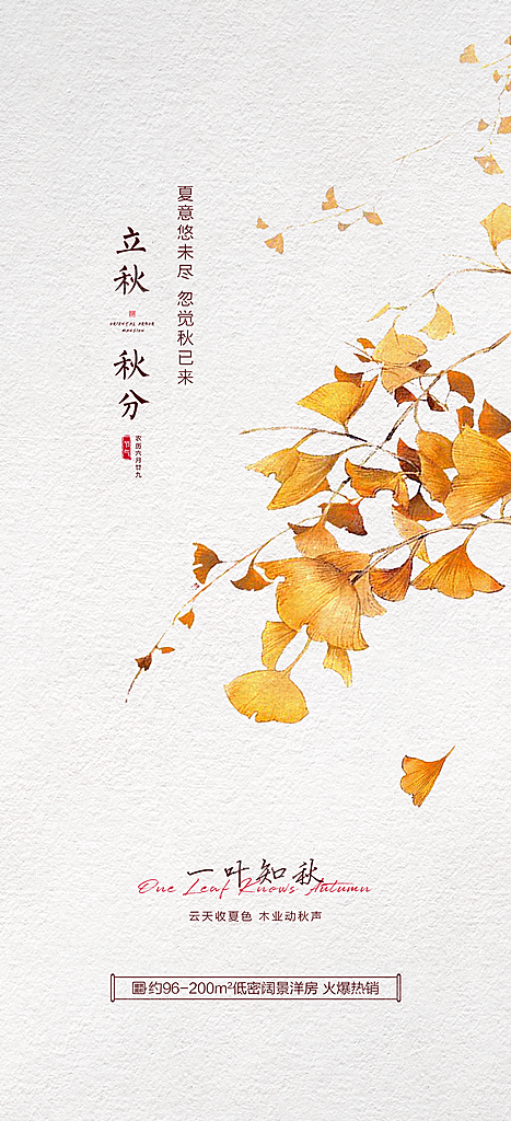 中国传统节气立秋简约手机海报