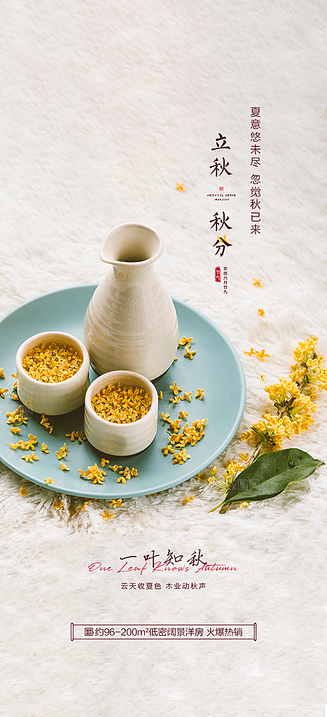 中国传统节气立秋简约手机海报