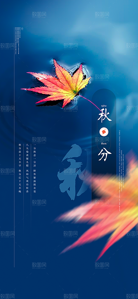 中国传统节气立秋简约手机海报