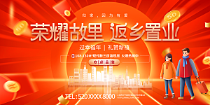 新年人物团圆活动展板