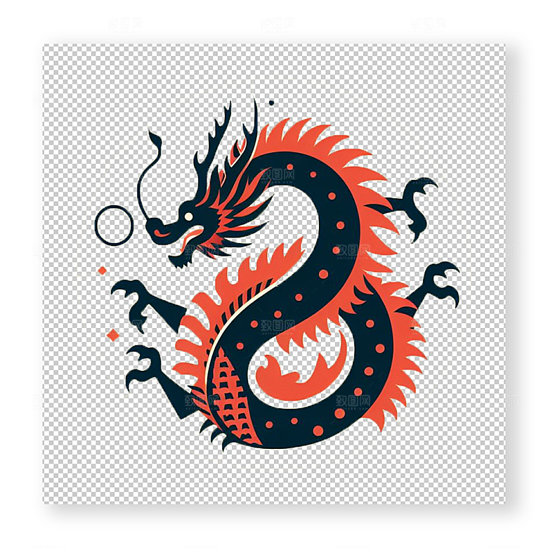中国龙剪影免抠元素