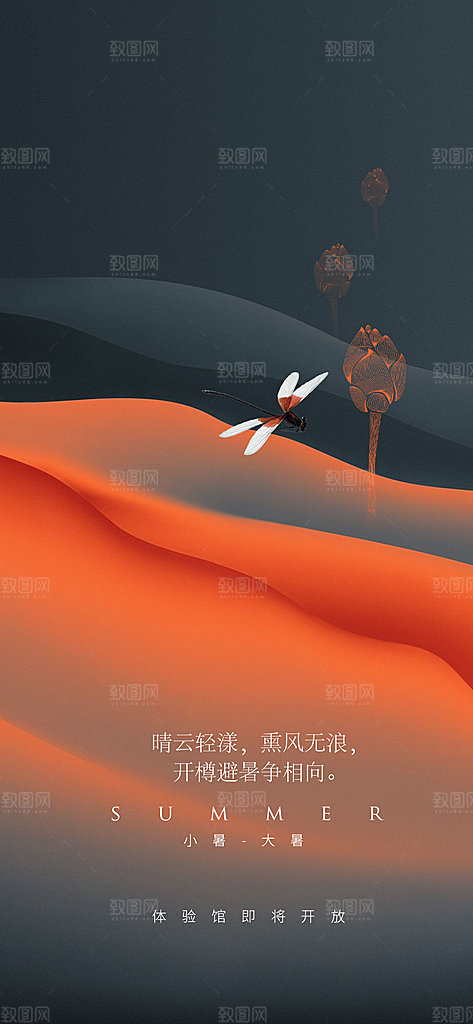 中国传统节气小暑手机海报