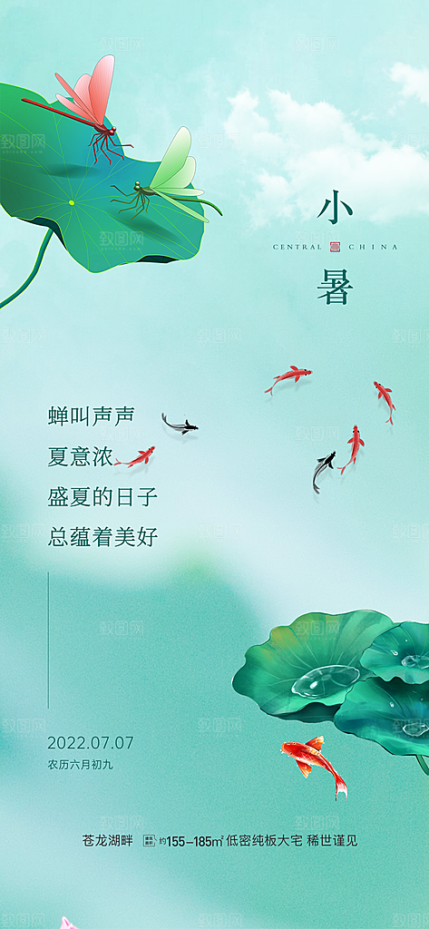 中国传统节气小暑手机海报