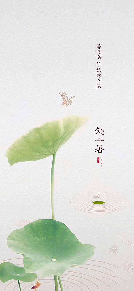 中国传统节气处暑手机海报