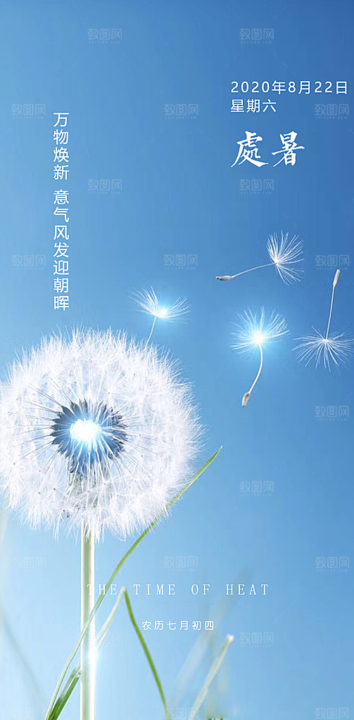 中国传统节气处暑手机海报