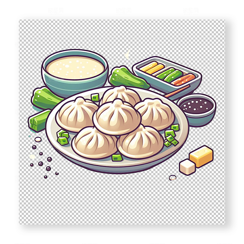 包子早餐创意插画设计