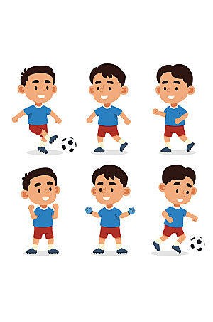 踢足球卡通儿童元素