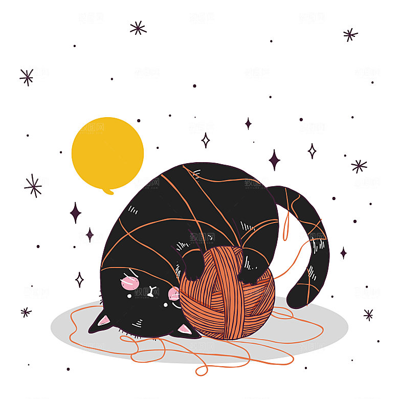 玩线团的小猫咪矢量元素