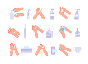 洗手个护卫生矢量插画元素