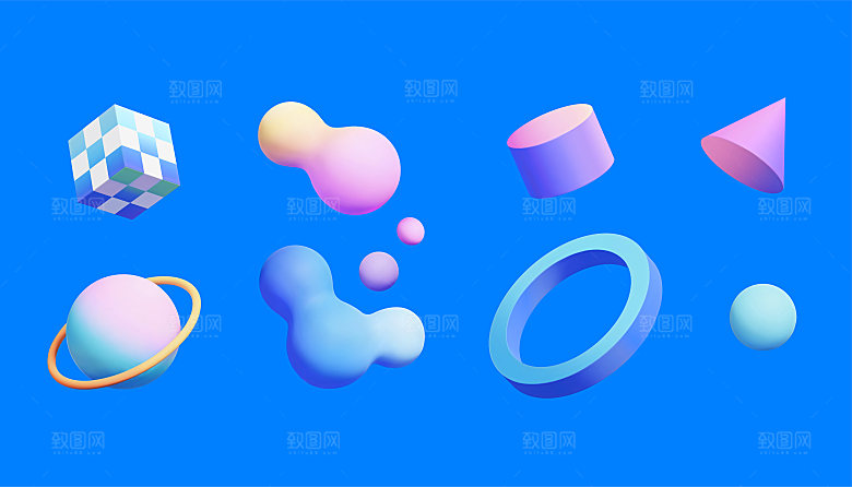 抽象C4D形状矢量元素