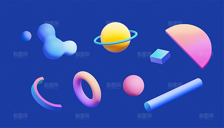 抽象C4D形状矢量元素