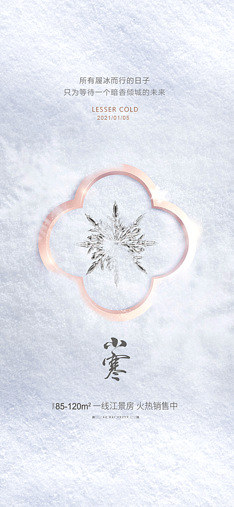 地产小寒节气简约大气海报