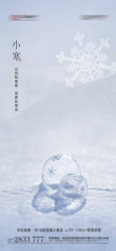 地产小寒节气简约大气海报