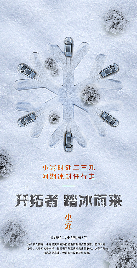 地产小寒节气简约大气海报