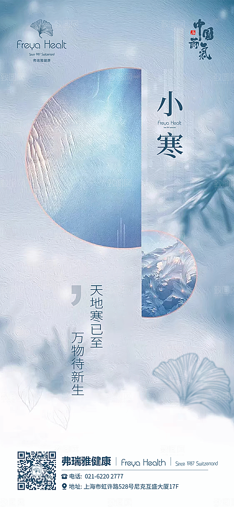 地产小寒节气简约大气海报