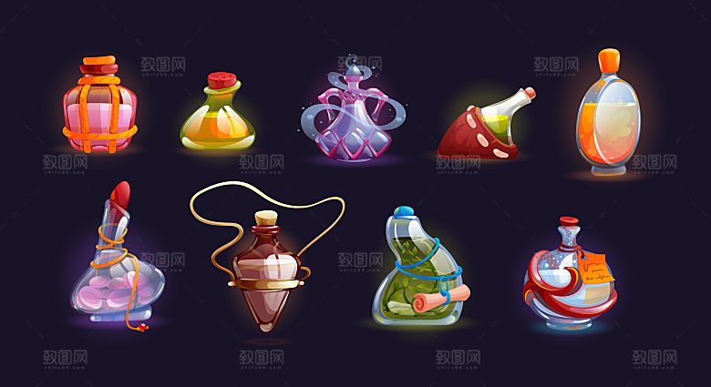 卡通魔药矢量元素