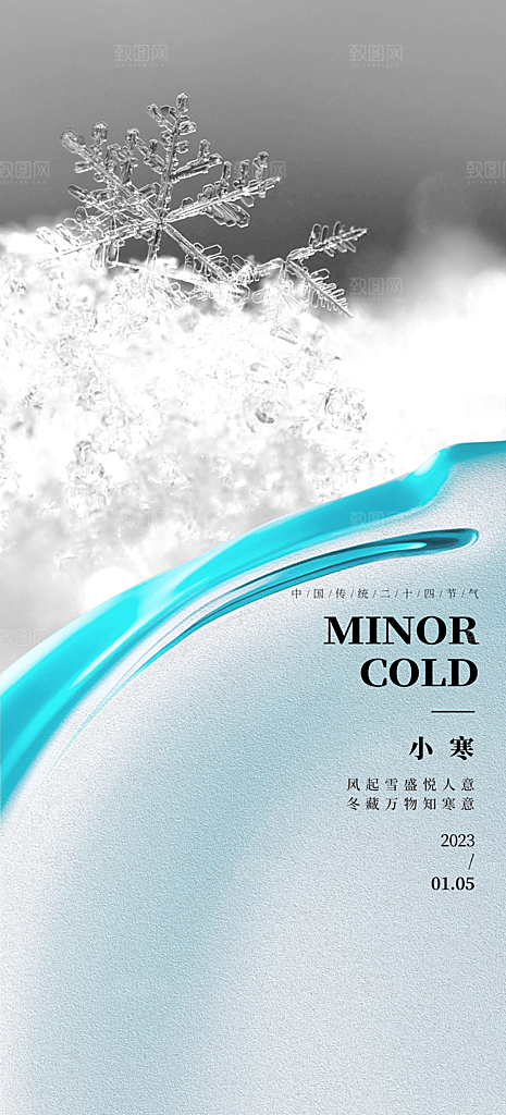 地产小寒节气简约大气海报
