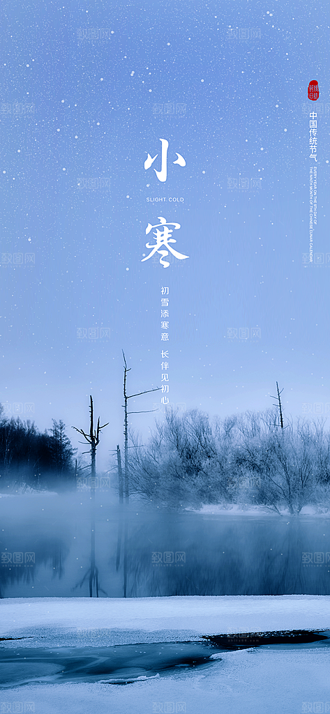 地产小寒节气简约大气海报
