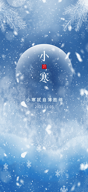 地产小寒节气简约大气海报