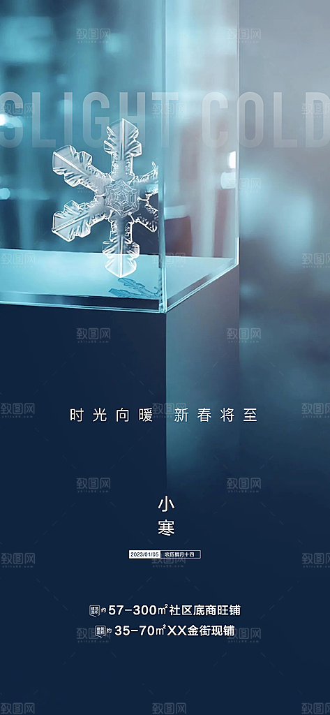 地产小寒节气简约大气海报