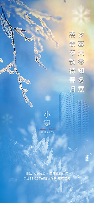 地产小寒节气简约大气海报