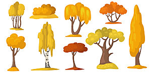 秋季树木矢量元素