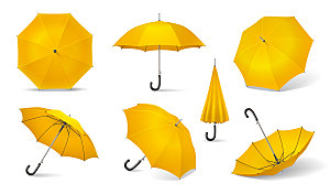 黄色雨伞矢量元素