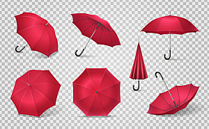 红色雨伞矢量元素