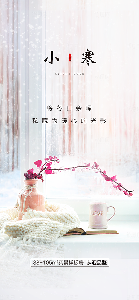 地产小寒节气简约大气海报