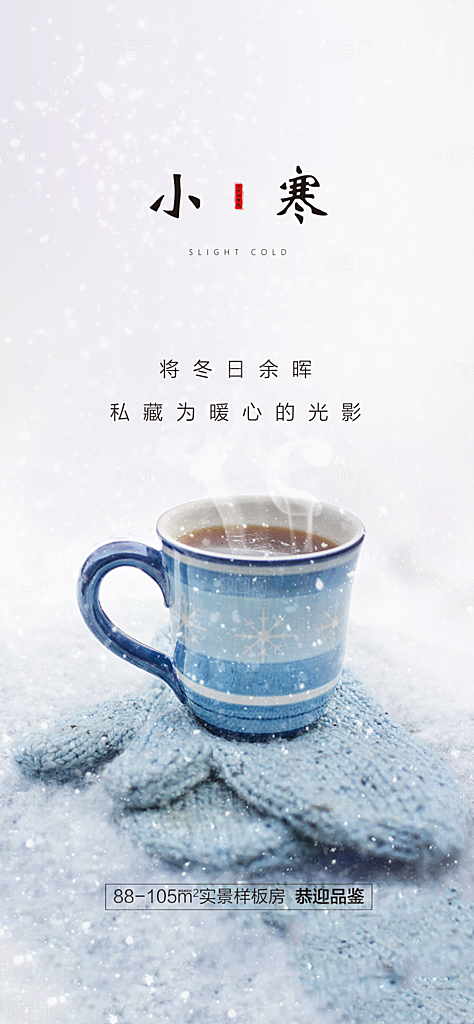 地产小寒节气简约大气海报