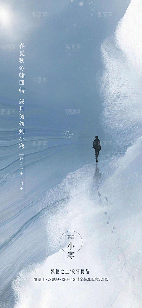 地产小寒节气简约大气海报