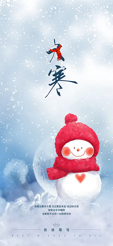 地产小寒节气简约大气海报