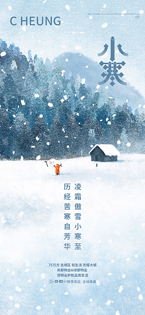 地产小寒节气简约大气海报