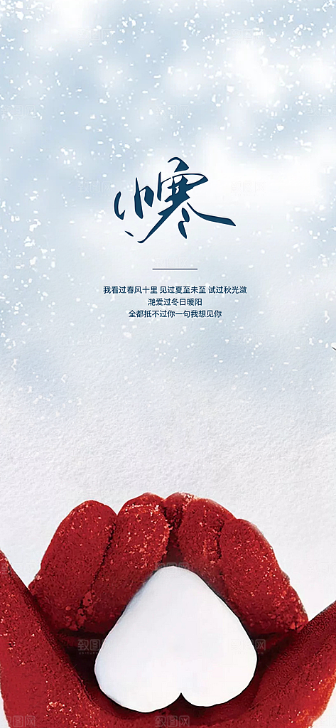 地产小寒节气简约大气海报