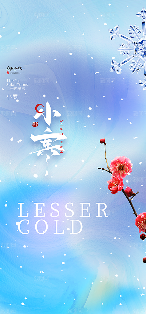 地产小寒节气简约大气海报