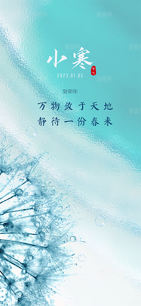 地产小寒节气简约大气海报