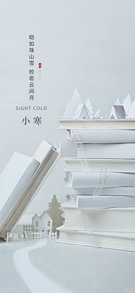 地产小寒节气简约大气海报